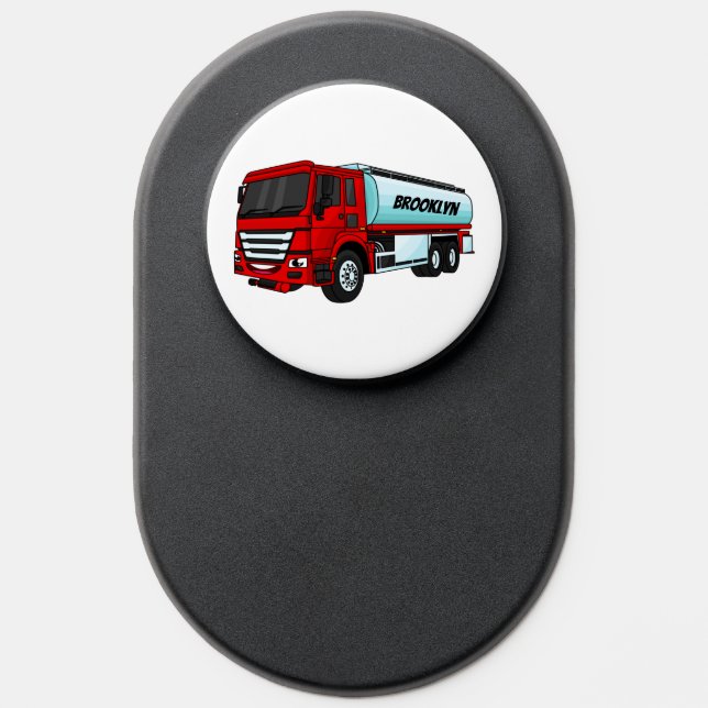 Tanker truck fuel transport cartoon illustration PopSocket (Popsocket)