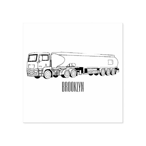 Tanker truck fuel transport cartoon illustration rubber stamp