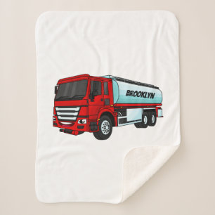 Tanker truck fuel transport cartoon illustration sherpa blanket