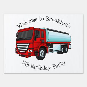 Tanker truck fuel transport cartoon illustration sign