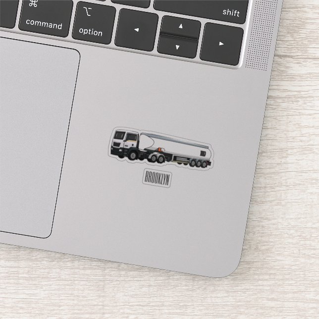Tanker truck fuel transport cartoon illustration sticker (Detail)