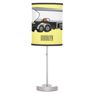 Tanker truck fuel transport cartoon illustration table lamp