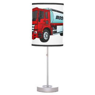 Tanker truck fuel transport cartoon illustration table lamp