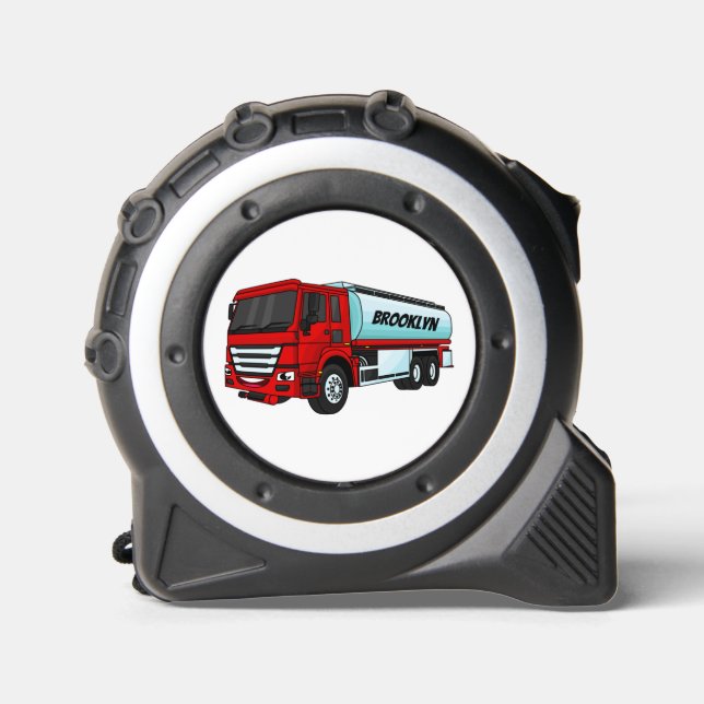 Tanker truck fuel transport cartoon illustration tape measure (Front)