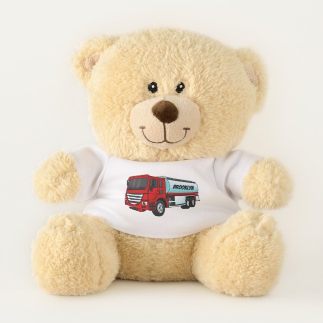 Tanker truck fuel transport cartoon illustration teddy bear (Front)