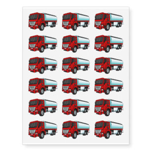 Tanker truck fuel transport cartoon illustration temporary tattoos