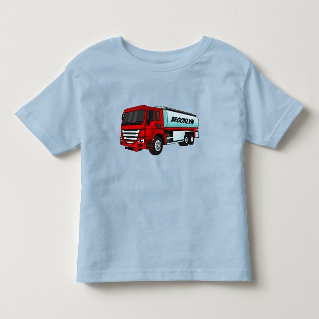 Tanker truck fuel transport cartoon illustration  toddler t-shirt (Front)