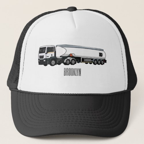 Tanker truck fuel transport cartoon illustration trucker hat