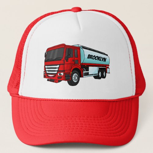 Tanker truck fuel transport cartoon illustration trucker hat