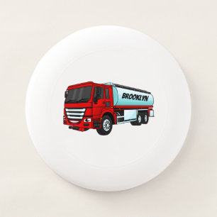 Tanker truck fuel transport cartoon illustration Wham-O frisbee