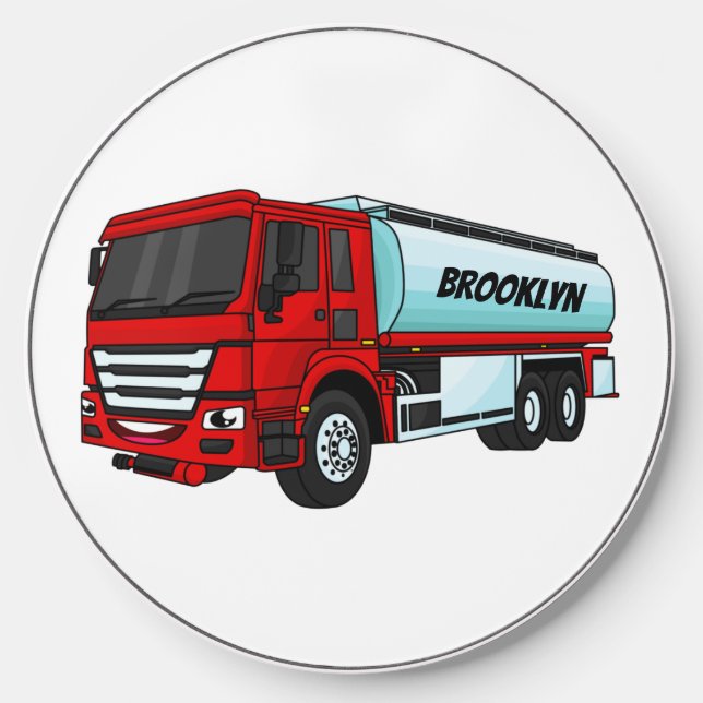 Tanker truck fuel transport cartoon illustration wireless charger  (Front)