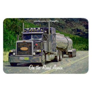 Tanker Truck Highway Driving Art Magnet