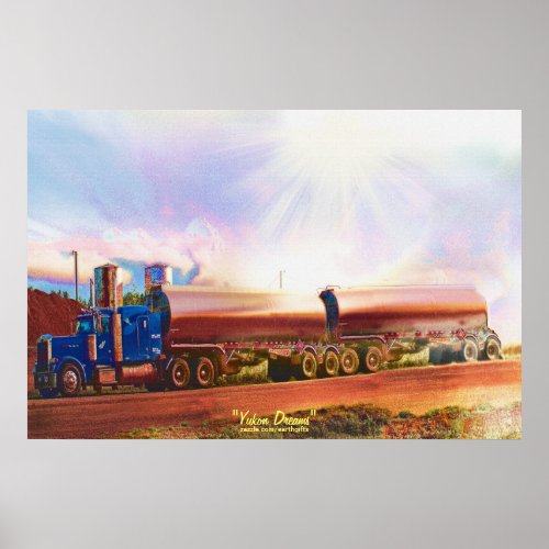 Tanker Truck Highway Driving Transport Art Poster