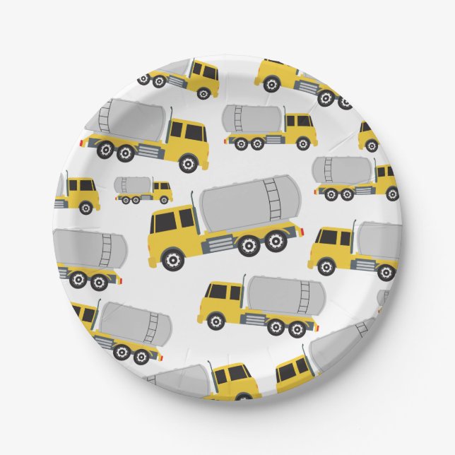 Tanker Truck Transportation Trucks Paper Plates (Front)