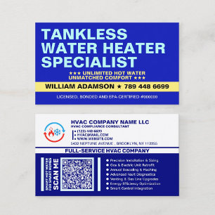 Tankless Water Heater Pro   On-Demand Hot Water  Business Card