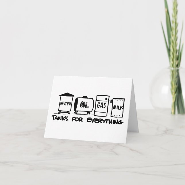 Tanks for everything pun letterpress thank you card (Front)