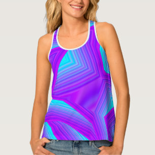 TankTop W/ Vivid PurpleCyan Geometric Bold Design Tank Top