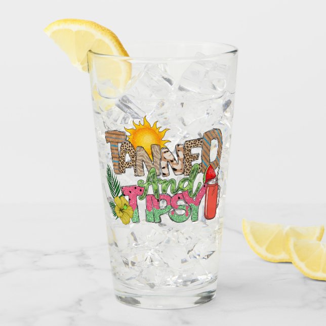 Tanned and Tipsy | Fun Summer Party Design Glass (Front Ice)