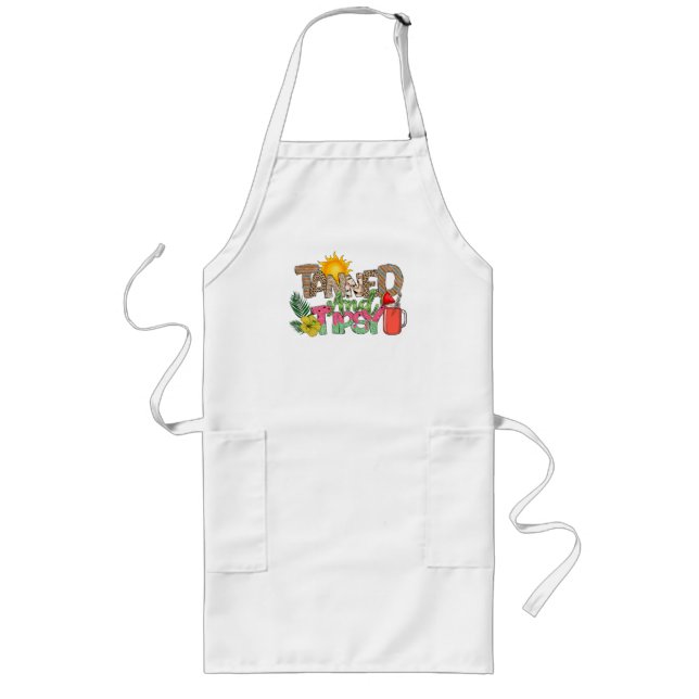 Tanned and Tipsy | Fun Summer Party Design Long Apron (Front)