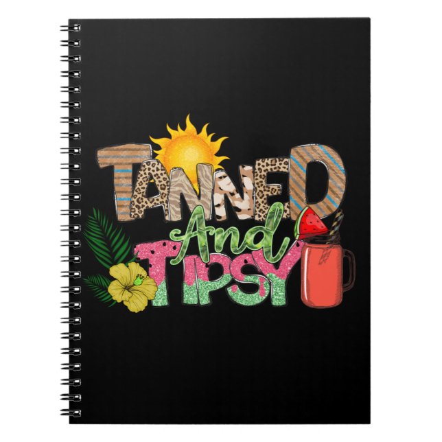 Tanned and Tipsy | Fun Summer Party Design Notebook (Front)