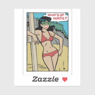Tanned Beach Bunny Bikini Girl • What's Up Nerds? Sticker