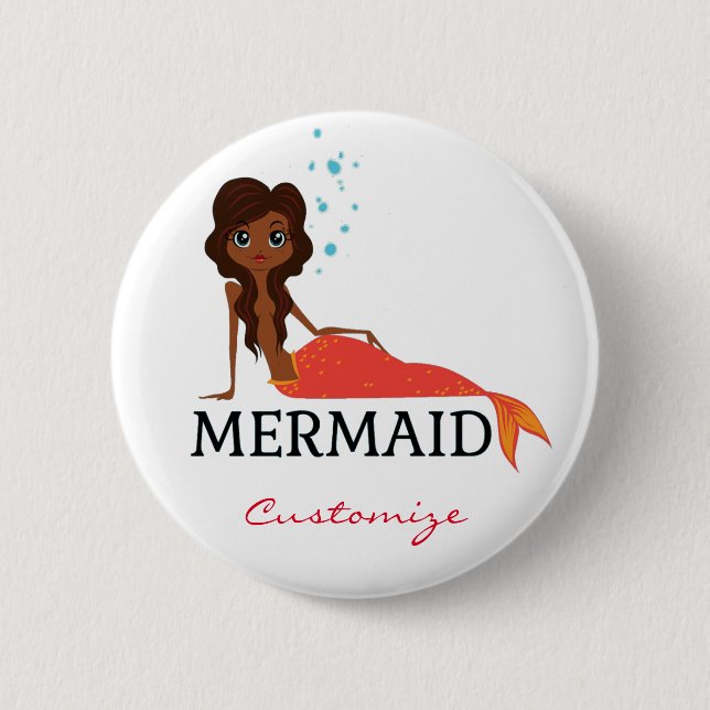 Tanned Brunette Mermaid Thunder_Cove Button (Front)
