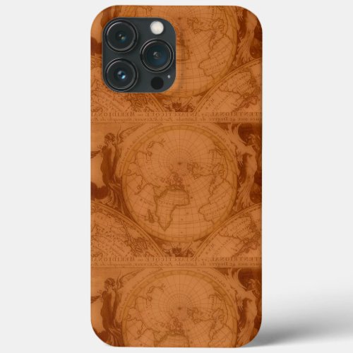 Tanned Leather Red Brown Old World Map iPhone 13 Pro Max Case