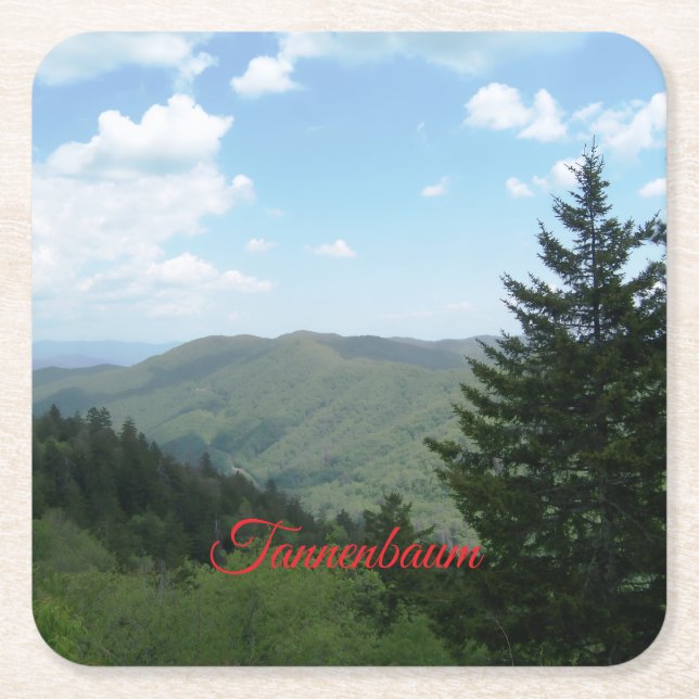 Tannenbaum Mountain Christmas Square Paper Coaster (Front)