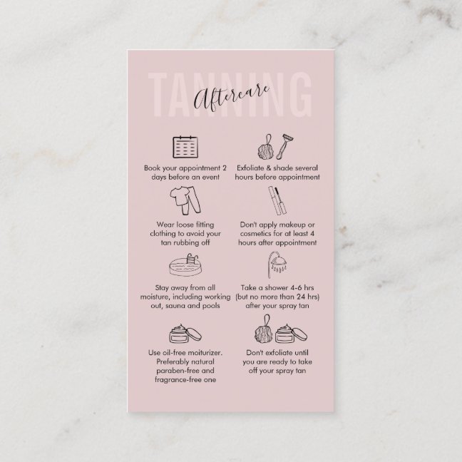 Tanning Aftercare pink soft Business Card