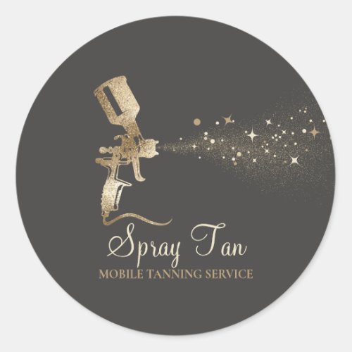 Tanning Air Brush Gold Mobile Salon Spray Tan Classic Round Sticker