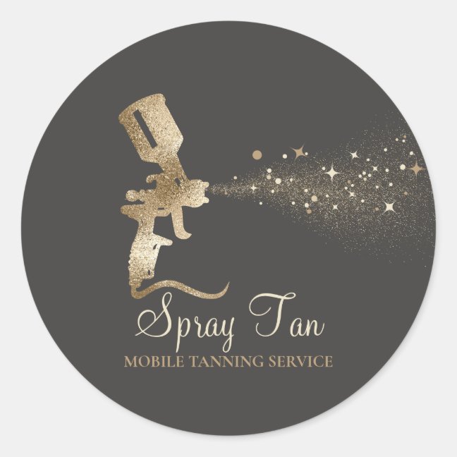Tanning Air Brush Gold Mobile Salon Spray Tan Classic Round Sticker