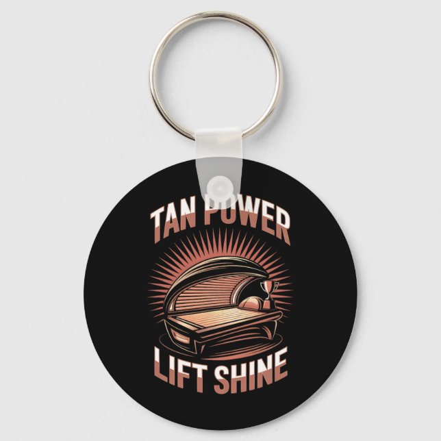 Tanning Bed Tan Power Gym Goers Bodybuilders Men T Keychain (Front)