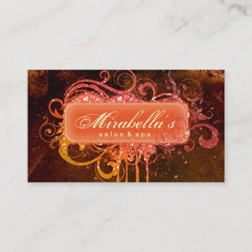 Tanning Business Card Glitter Salon Brown Orange