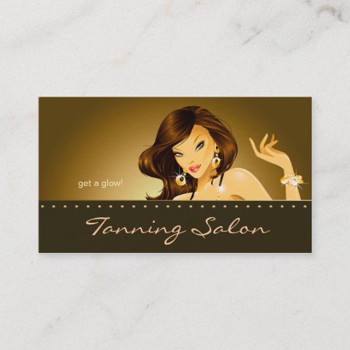 Customizable Tanning Business Card Gold Woman Dark