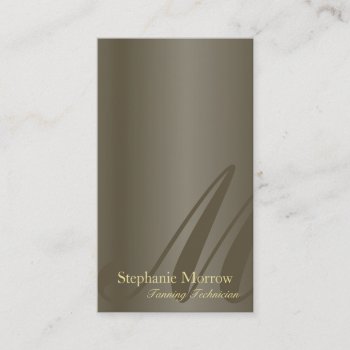 Tanning Business Card Pewter & Gold Monogram by OLPamPam at Zazzle
