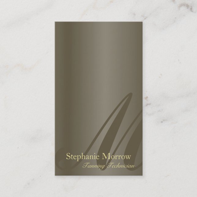 Tanning Business Card Pewter & Gold Monogram (Front)