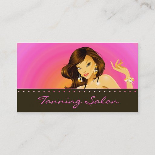 Customizable Tanning Business Card Pink Orange Woman Dark