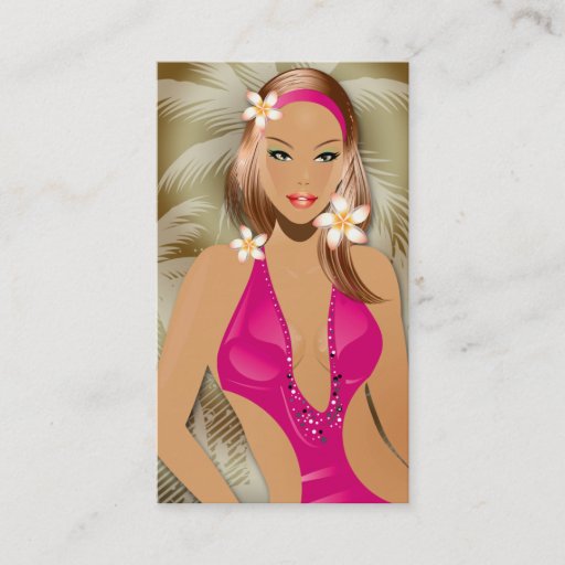 Customizable Tanning Business Card Pink Woman Gold