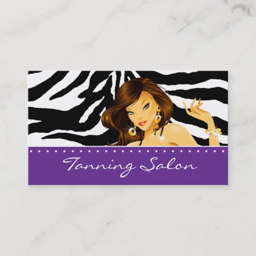 Customizable Tanning Business Card Purple Woman Dark