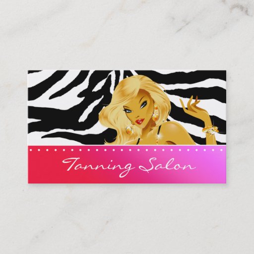 Customizable Tanning Business Card Red Pink Blonde Woman