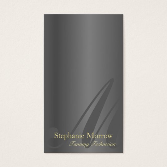 Tanning Business Card Silver & Gold Monogram
