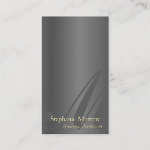 Customizable Tanning Business Card Silver &amp; Gold Monogram