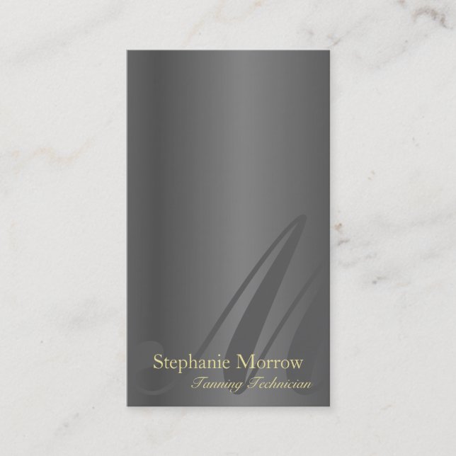 Tanning Business Card Silver & Gold Monogram (Front)