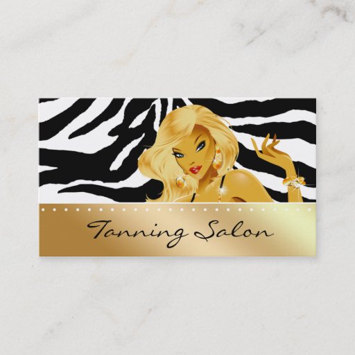 Customizable Tanning Business Card Super Gold Blonde Zebra