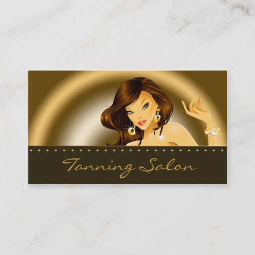 Customizable Tanning Business Card Super Gold Woman Dark