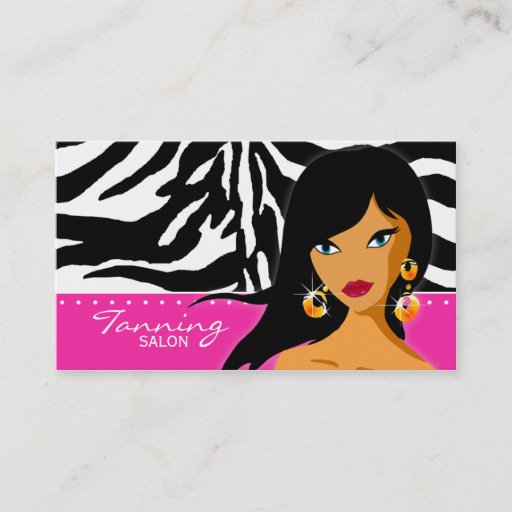 Customizable Tanning Business Card Zebra Ethnic Woman Pink