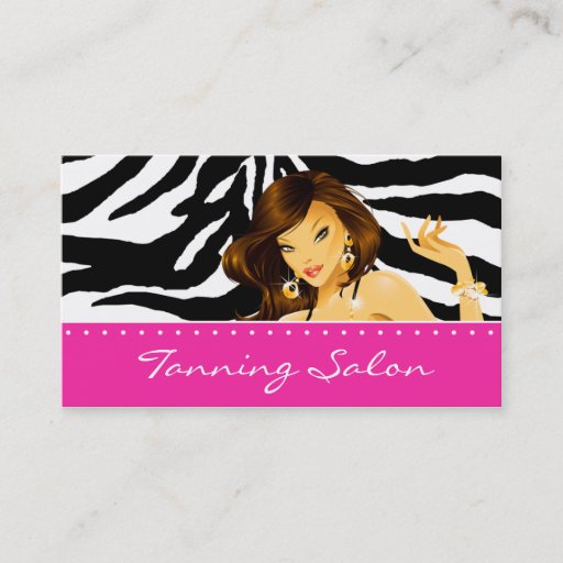 Customizable Tanning Business Card Zebra Woman Dark Pink
