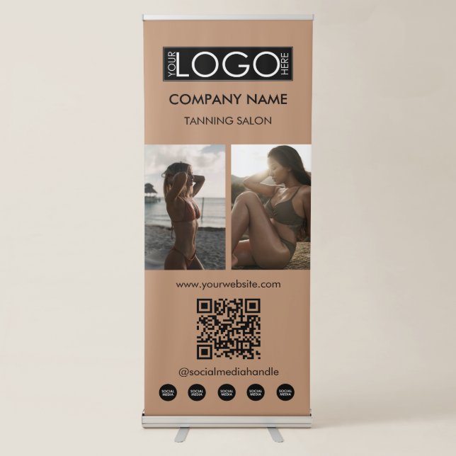 Tanning Salon Business 2 Photos Template Display Retractable Banner (Front)