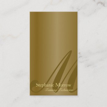 Tanning Salon Business Card Stylish Gold Monogram by OLPamPam at Zazzle