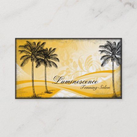 Tanning Salon Business Card Yellow Palm Tree